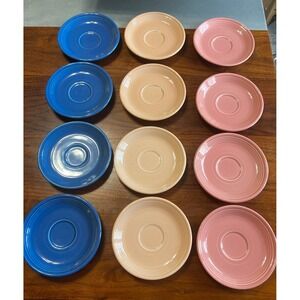 Fiesta Homer Laughlin‎ China Co Saucers Lot 12 Blue Pink Peach Lead Free vintage